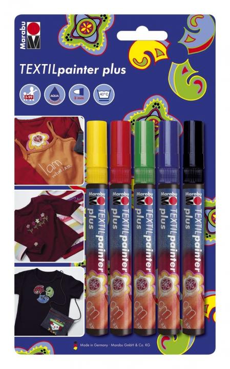 5 Marabu Stoffmalstifte für helle und dunkle Textilien
